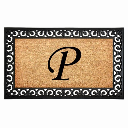 Monogram Door Mat, Black, Natural, 18 in W x 30 in L